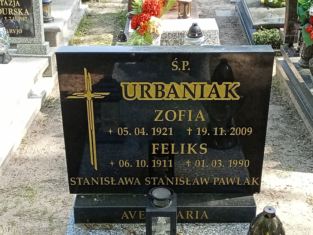 Zofia Urbaniak 1921 Mosina - Grobonet - Wyszukiwarka osób pochowanych